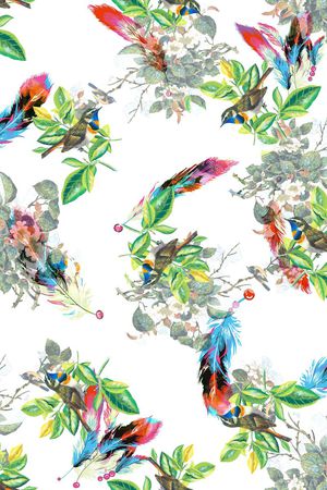 水彩羽毛印花华亿平台图片