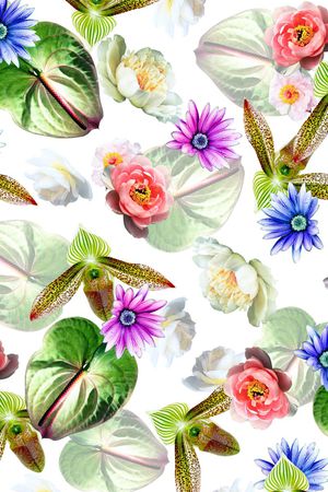 各种花卉印花华亿平台图片