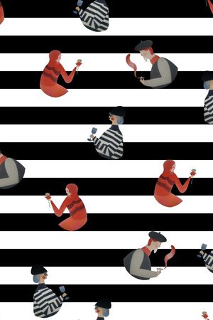 黑白条纹印花华亿平台图片