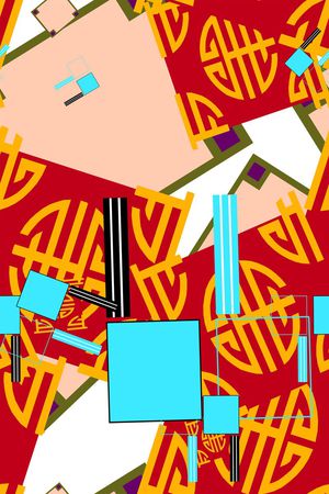 抽象几何印花华亿平台图片