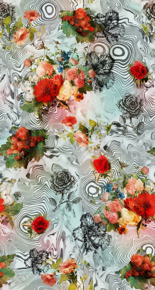 满版花卉印花华亿平台图片