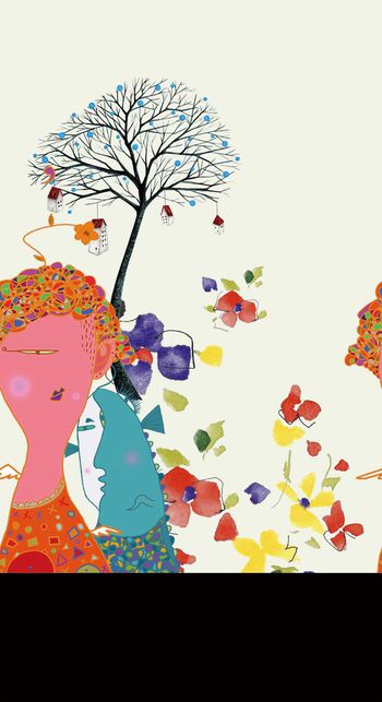 517813-原创时尚大牌人物大树童趣绘画定位花