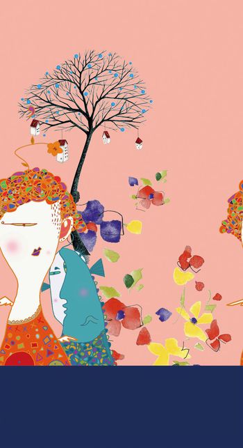 517814-原创时尚大牌人物大树童趣绘画定位花