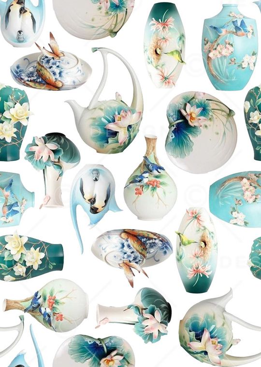 青花瓷印花华亿平台图片