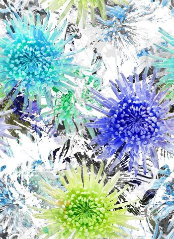 517890-艺术风水墨笔触肌理花卉菊花女装连衣