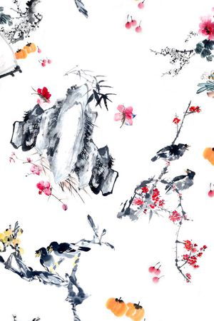 水墨印花华亿平台图片