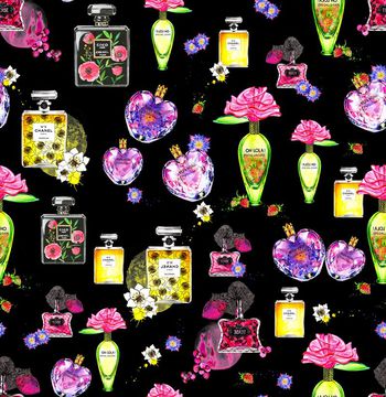 517985-手绘香水瓶手绘花朵组合2016女装