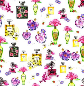 517986-手绘香水瓶手绘花朵组合2016女装