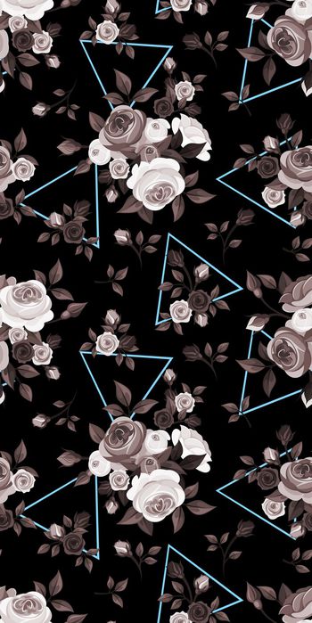 518027-原创手绘玫瑰花几何组合