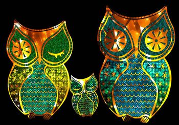 518066-霓虹时尚风格亲子猫头鹰