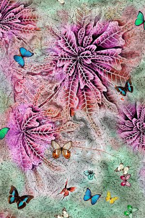 花卉 蝴蝶印花华亿平台图片