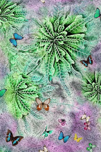 518089-工笔 花卉 蝴蝶 肌理