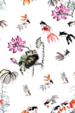 水墨印花华亿平台图片