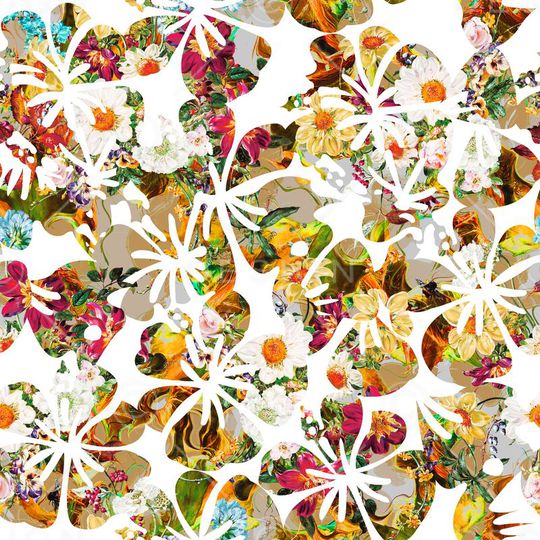 抽象花卉印花华亿平台图片