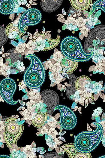 518370-民族风佩斯利火腿纹田园花卉女装华亿平台