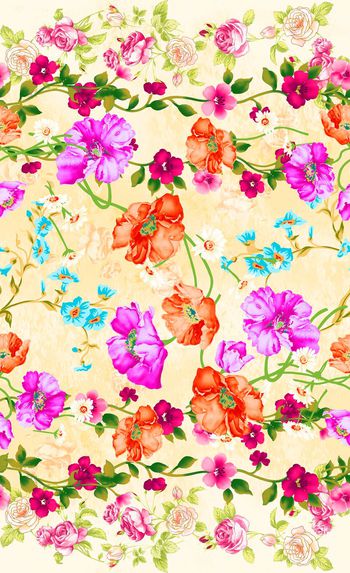 518554-时尚 休闲 花卉 满版 长裙 数码