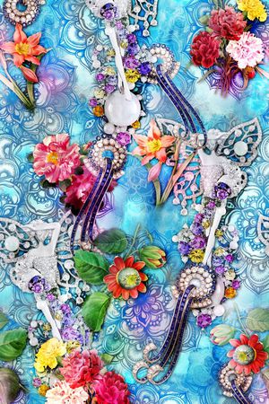 国外手绘花卉印花华亿平台图片