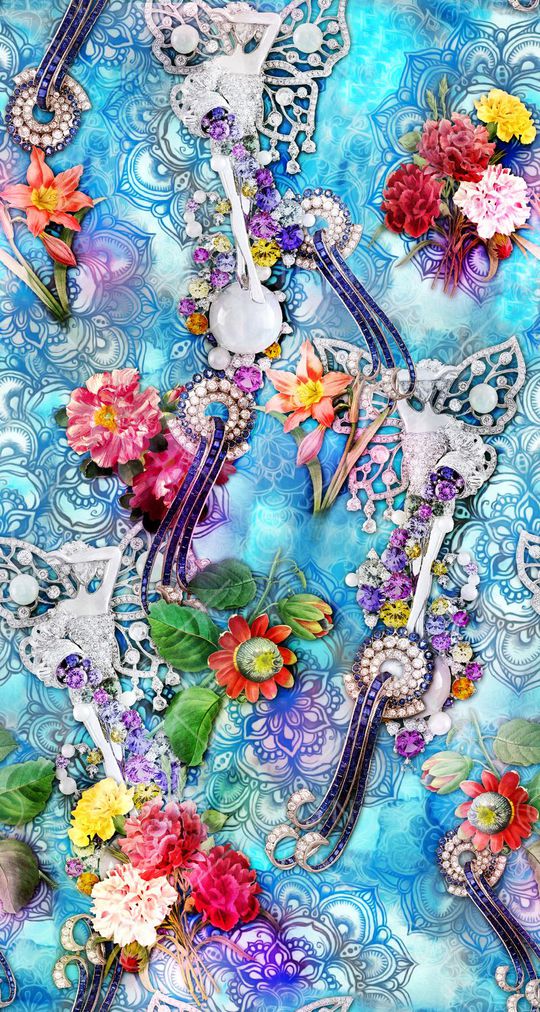 国外手绘花卉印花华亿平台图片