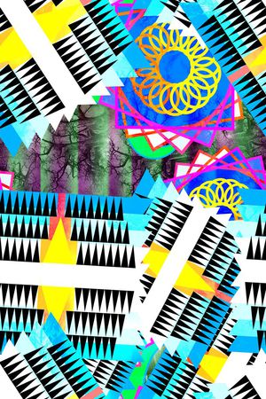 抽象几何印花华亿平台图片