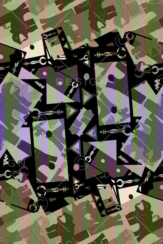 抽象几何印花华亿平台图片