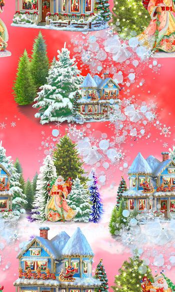 518780-欧美流行时尚手绘童话梦幻圣诞老人城