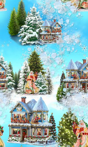 518781-欧美流行时尚手绘童话梦幻圣诞老人城