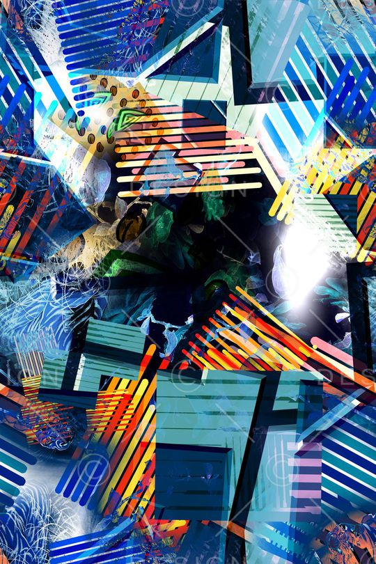 抽象几何印花华亿平台图片