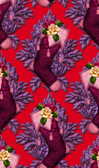 518828-欧美流行时尚手绘几何圣诞袜子印花-