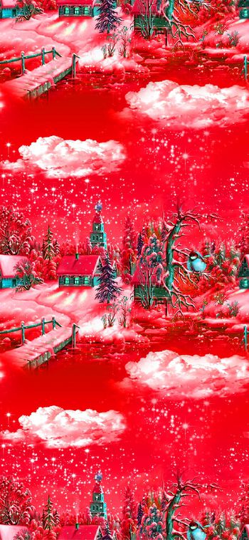 518834-欧美流行时尚手绘童话梦幻圣诞雪夜印