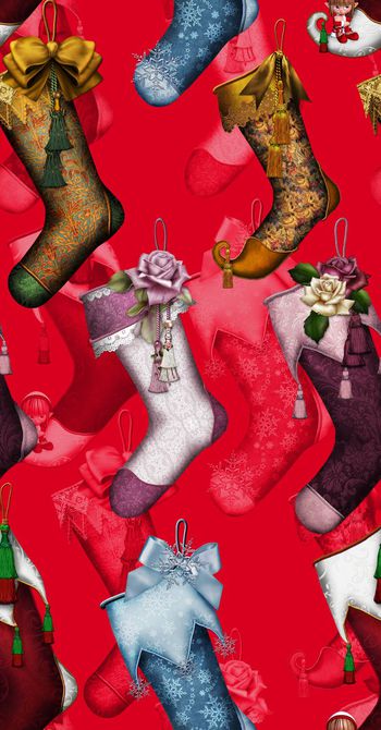 518837-欧美流行时尚手绘童话圣诞袜子印花-