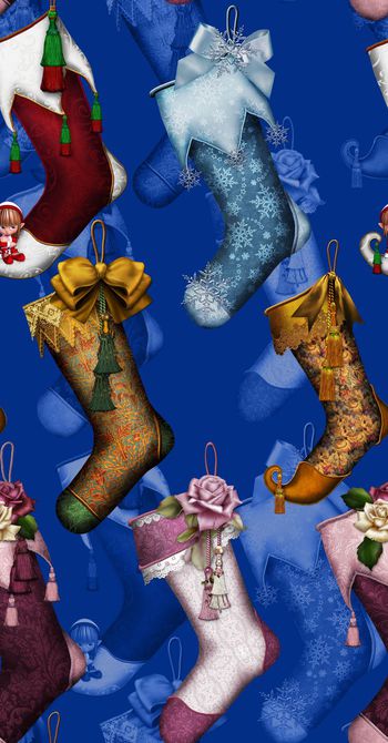 518838-欧美流行时尚手绘童话圣诞袜子印花-