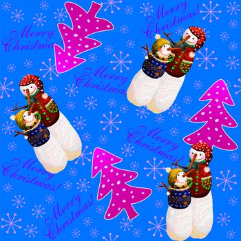 518840-欧美流行时尚手绘童话雪人几何圣诞树