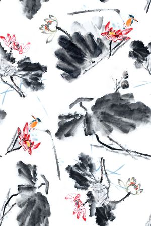 水墨印花华亿平台图片