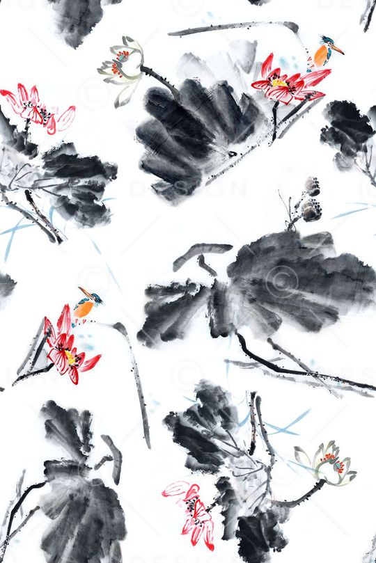 水墨印花华亿平台图片