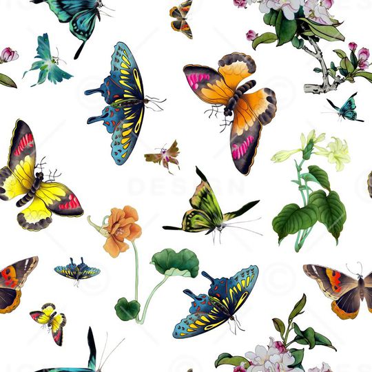 蝴蝶印花华亿平台图片