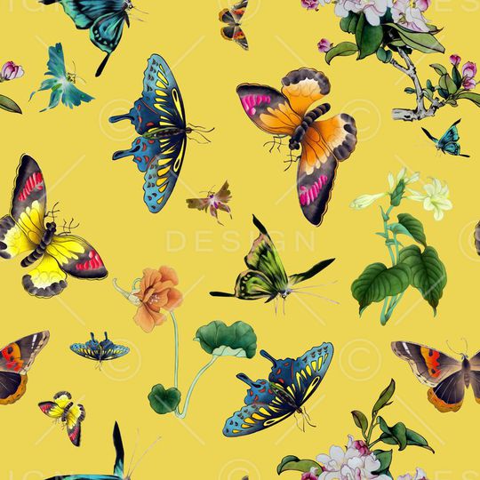 蝴蝶印花华亿平台图片