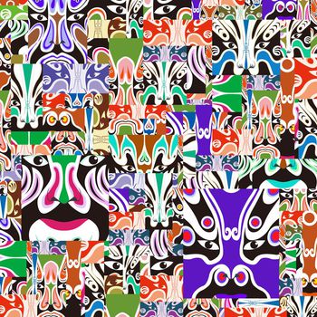 多彩脸谱印花华亿平台图片