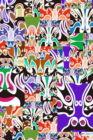 多彩脸谱印花华亿平台图片