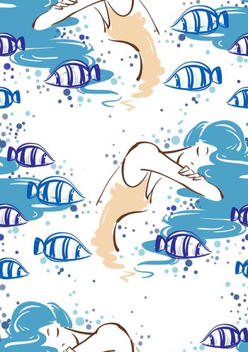 519134-线条抽象人物女性美人鱼