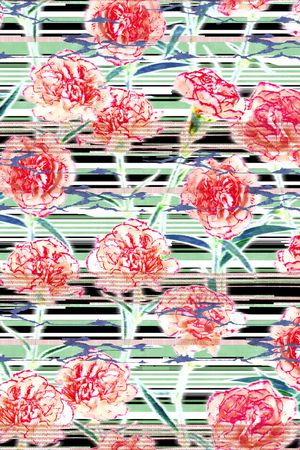 康乃馨 写实 笔触 线条 几何 叠加印花华亿平台图片