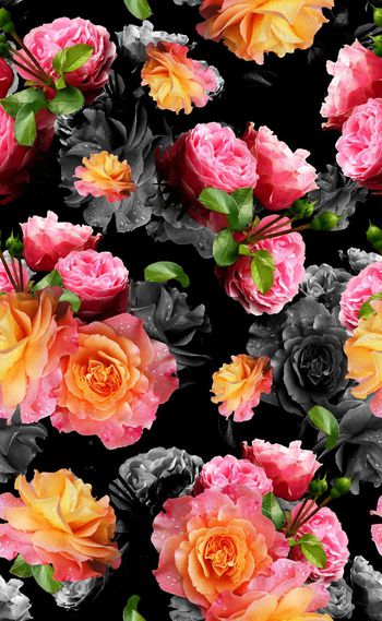 519198-欧美流行时尚真实大花 女装连衣裙