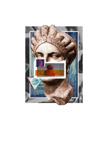 519207-原创闪电风格石膏像拼图定位花