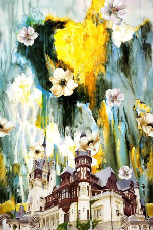 抽象水彩花印花华亿平台图片