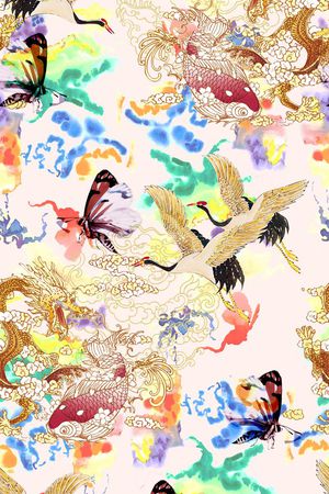 丹顶鹤印花华亿平台图片