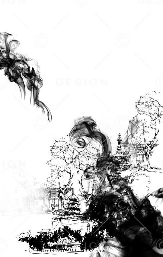 水墨 抽象 写意印花华亿平台图片