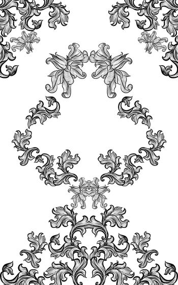 519495-欧式宫廷风卷草纹对称男装衬衫定位花