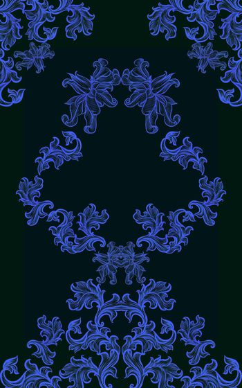 519498-欧式宫廷风卷草纹对称男装衬衫定位花