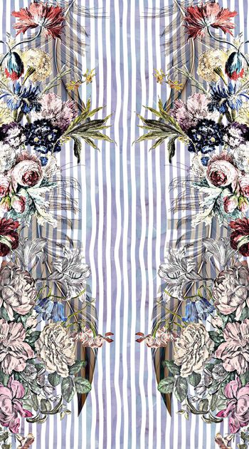 519537-创意手绘铅笔机理花卉 线条花卉组合