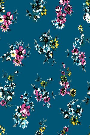 水墨花朵印花华亿平台图片