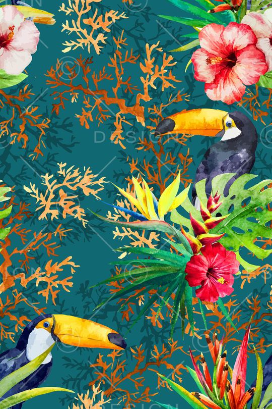 热带风情印花华亿平台图片